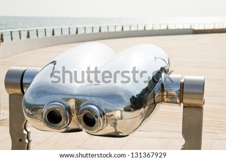 coin operated binoculars at a observation point
