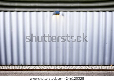 corrugated wall at a new building - nice background with copy space