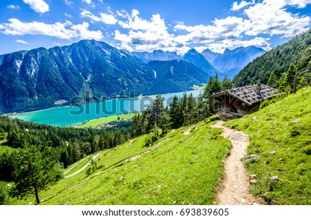 Image, Stock Photo Hiking at the Achensee