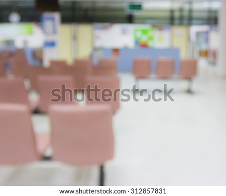 Blur row of waiting seat zone in hospital for background