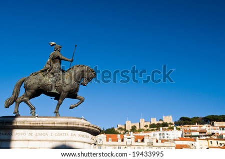 Statue of King Joao I at Figueiroa Square, Lisbon, Portugal