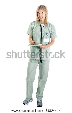 smiling confident medical staff standing in her uniform