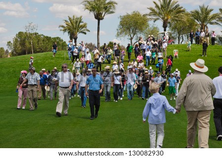 SEVILLE, SPAIN- OPEN GOLF 2012: People  in golf course during Spanish Open golf on may 6, 2012 in Seville.  The tournament took place at the Royal club golf of Seville.
