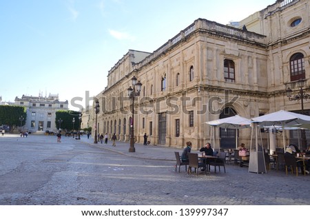 SEVILLE, SPAIN - JANUARY 29: City council on January 29, 2013 in Seville, Spain.  The historic building that occupies the City is one of the most remarkable examples of plateresque architecture