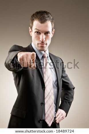 Authoritative, Serious Businessman Pointing Accusing Finger Stock Photo ...