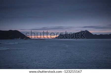 Early morning sky in Dutch Harbor Alaska