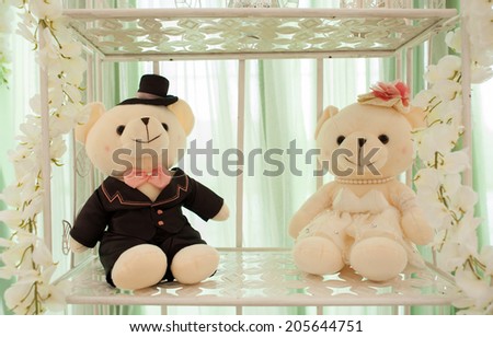 Classic teddy bear gentleman and his bride