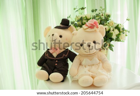Classic teddy bear gentleman and his bride