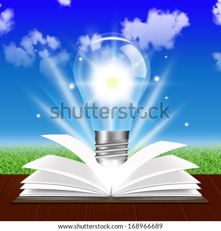 Open Book and light bulb with ideas