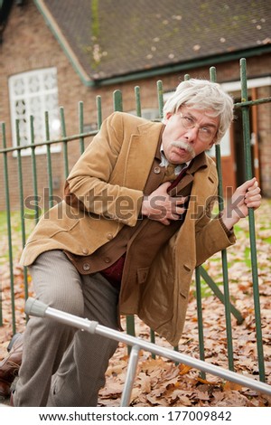 Old Man Falling Down With Chest Pains