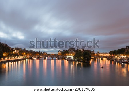 Paris, France. October 17, 2015: View of River Seine and Cite Island  in Paris, early morning. shot as HDR.