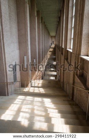 Munich, Germany. July 02, 2013: Stairway of the Museum Alte Pinakothek in Munich.