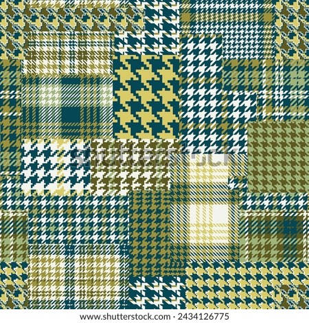 Tartan houndstooth pied de poule plaid fabric patchwork abstract vector seamless pattern for fabric shirt card print paper tablecloth pillow