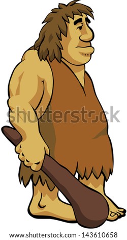 A Neanderthal Caveman Holding His Club Stock Vector Illustration ...