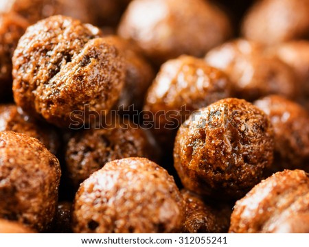 Closeup view of chocolate cereal. Organic healthy food rich in minerals and vitamins. Eco food for kids breakfast.