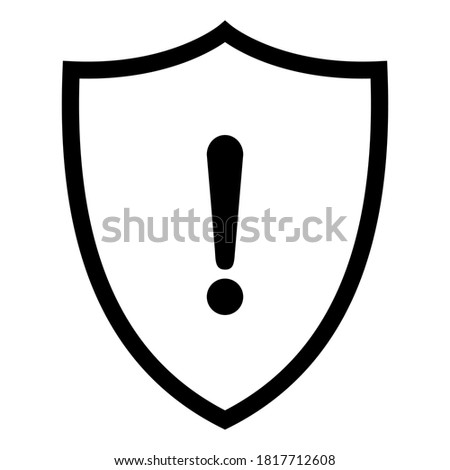 Exclamation mark and shield on white