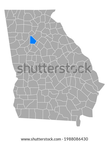 Map of DeKalb in Georgia on white