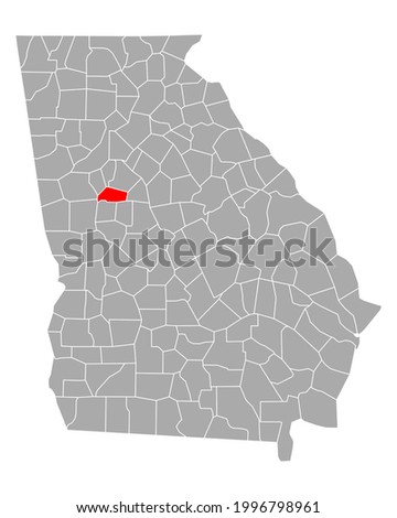 Map of Spalding in Georgia on white