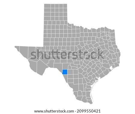 Map of Kinney in Texas on white