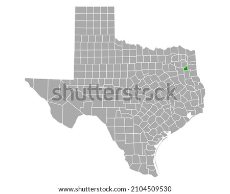 Map of Gregg in Texas on white