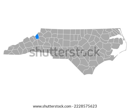 Map of Avery in North Carolina on white