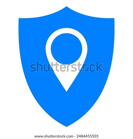 Location pin and shield on white