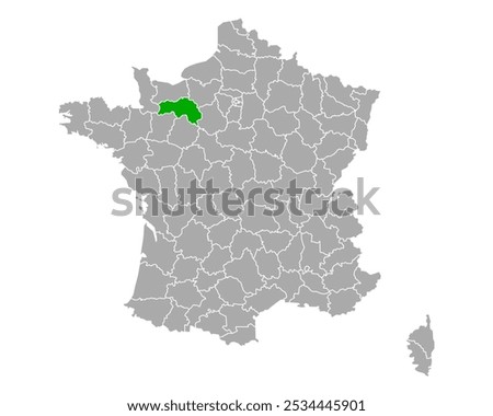 Map of Orne in France on white