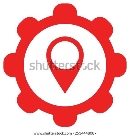 Location pin and wheel on white