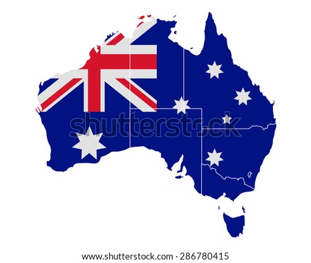 Map and flag of Australia