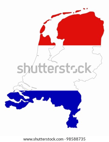 Map and flag of the Netherlands