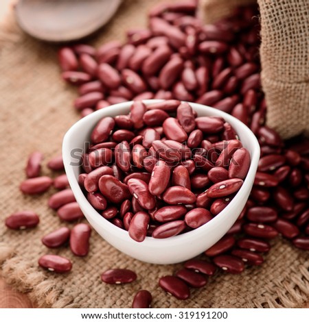 Red Kidney beans or red beans in white ceramic bowl