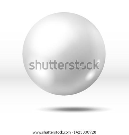 White bouncing ball with a shiny surface. Mockup template with shadow