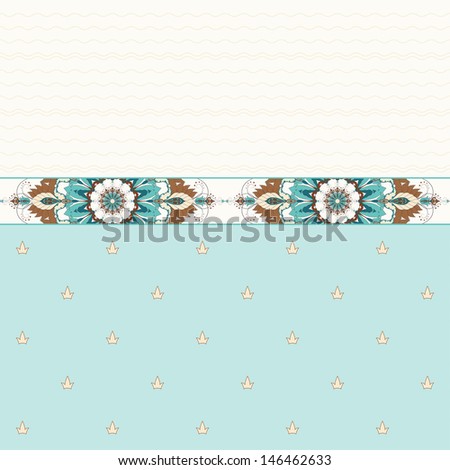 Simple  background and border. Vintage floral oriental pattern. Raster copy of the vector.