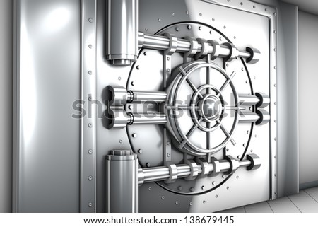 illustration of bank vault door, front view