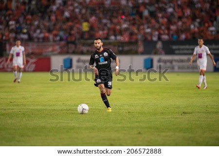 PATHUMTHANI THAILAND-Jul19:Adnan Barakat of Police Utd.in action during the Thai Premier League between Police United and Sisaket FC at Thammasat Stadium on July19,2014,Thailand