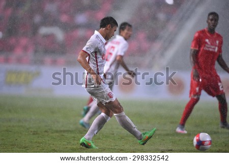 BANGKOK THAILAND JULY 14:Unidentified player(W) of Thai All Stars in action during the international friendly match Thai All Stars and Liverpool FC at Rajamangala Stadium on July 14,2015 in,Thailand