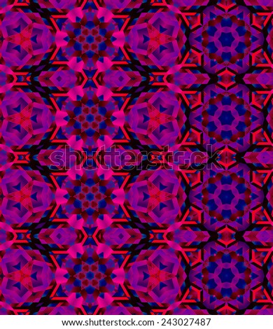 Kaleidoscope arabesque tiling design. seamless pattern with geometric shapes and stars and floral elements.