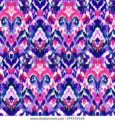 Seamless Ethnic Ikat Pattern In Shades Of Pink And Purple. Folk Textile ...