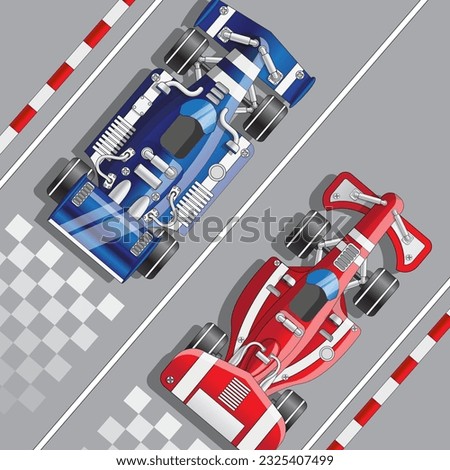 Racing cars. View from above.Vector illustration. 