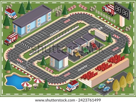 Race track. Board game. Isometric. Vector illustration.