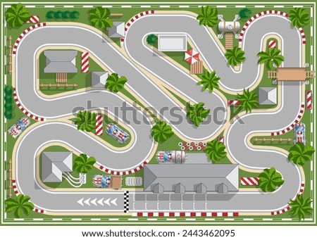 Race track. Board game. View from above. Vector illustration.