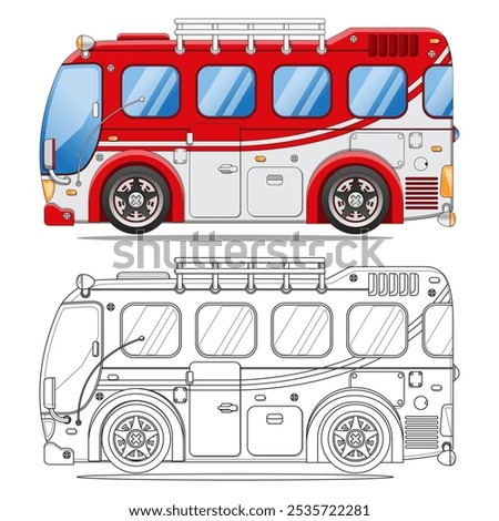 Intercity bus. Side view. Coloring. Isolated on white background. Vector illustration.