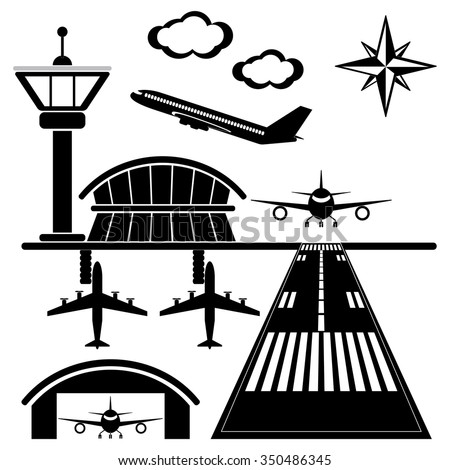 Airport. Vector illustration. Applique with realistic shadows.