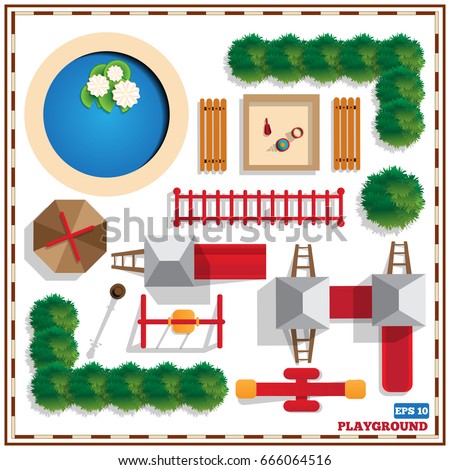A set of playground elements. View from above. Vector illustration. Isolated on white background.
