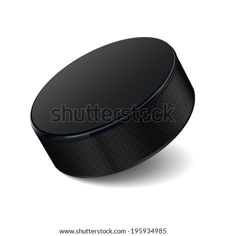 Detailed hockey puck isolated on white background. Vector illustration