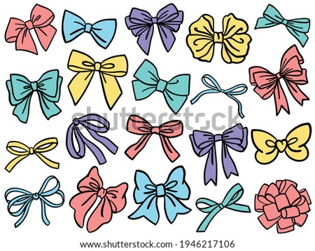Bow clipart. Set of decorative colourful bow silhouette. Vector illustration
