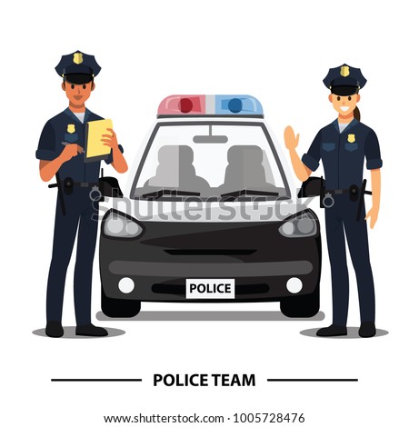 police officers team character