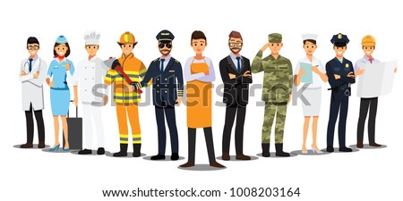 People Group Different Job Set,  Flat Vector Illustration Background