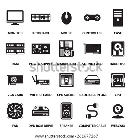 computer hardware icons set