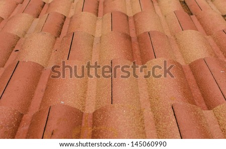 Clay tile on roof of old thailand house